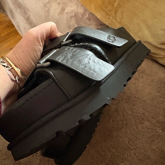 UGG Goldenstar Black Platform Slide Sandals with Dual Straps,5 - Picture 5 of 7